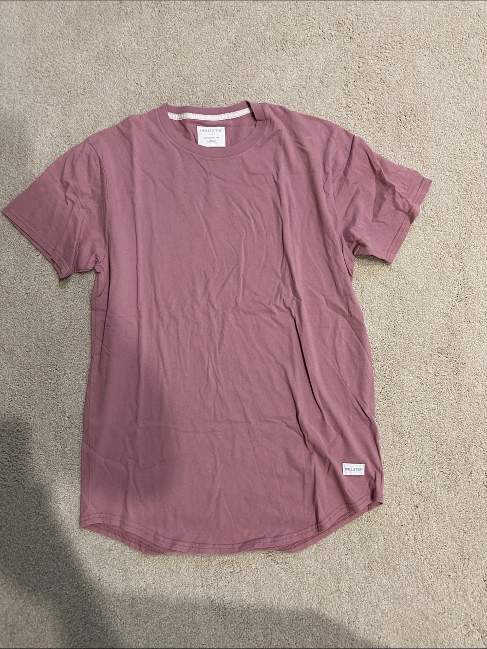 Hollister Men's Dusty Rose Crewneck Short Sleeve Tee